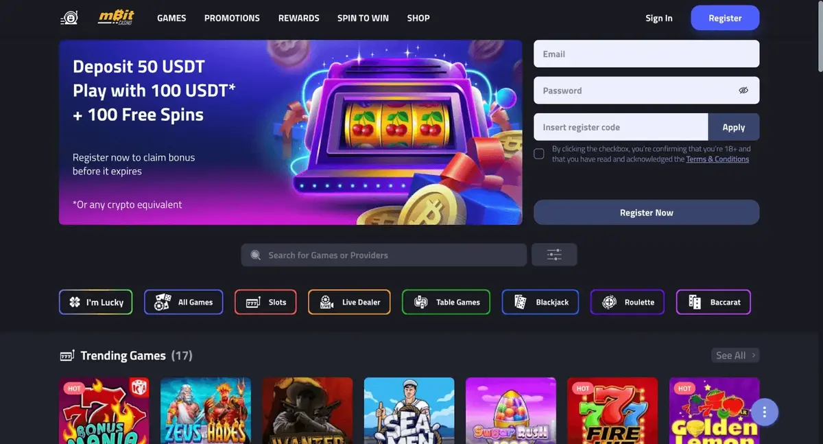 mBit Casino Képernyőkép 2